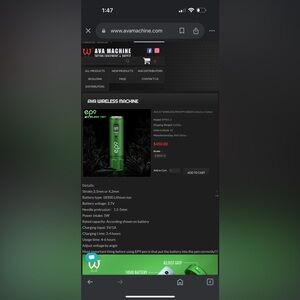 Professional tattoo pen machine 
Ava gt wireless pen ep9 green 3.5mm